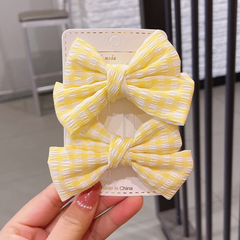 Set 2 Kẹp Tóc Nhỏ Kẻ Sọc Caro Dễ Thương Cho Bé Gái