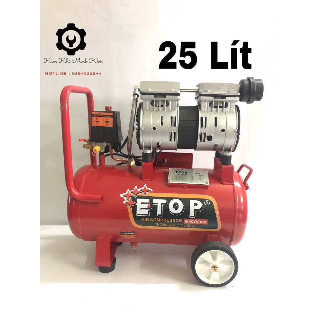 Máy nén khí không dầu ETOP 30L Thái Lan 1500W | Máy nén khí sạch( Không ồn, Cam kết dây đồng hàng chuần)
