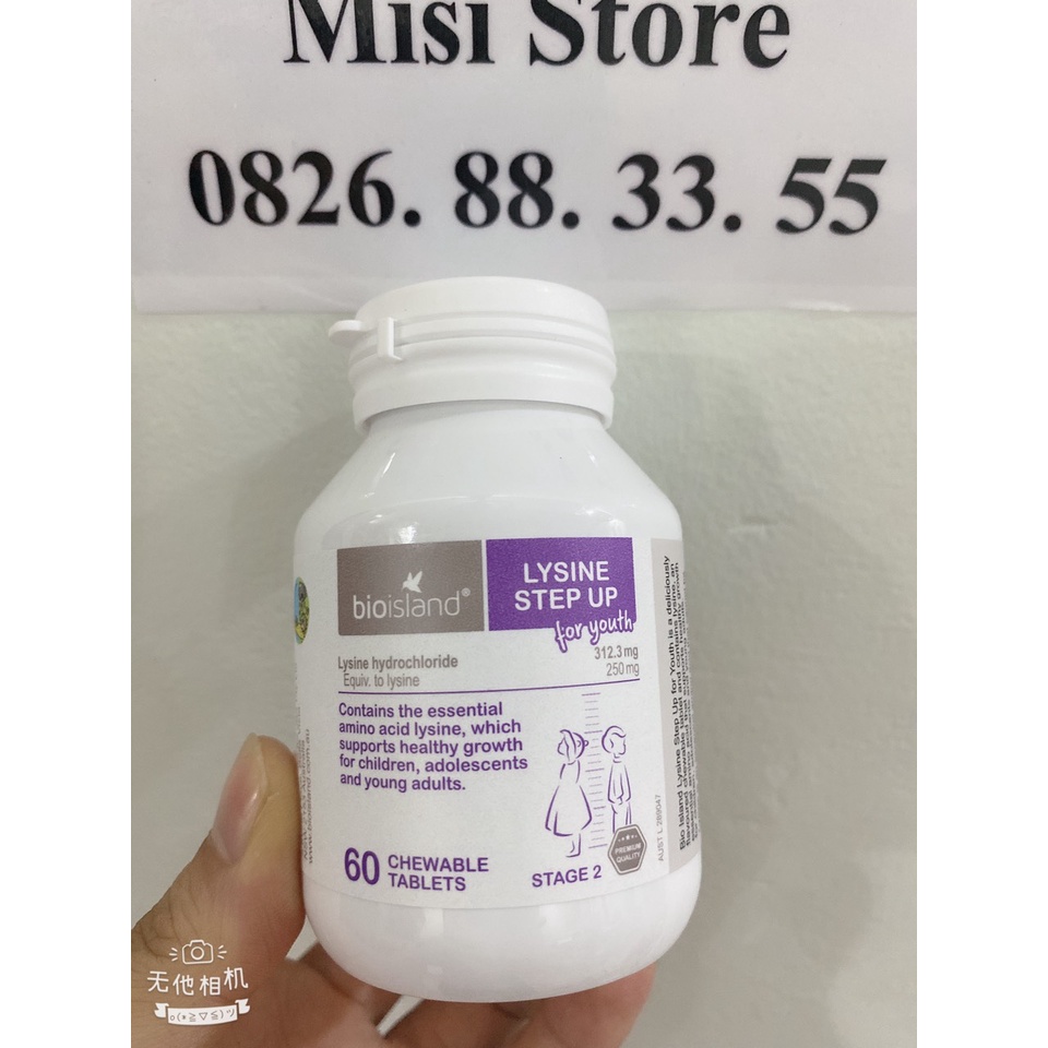 Lysine Bioisland của Úc, dạng bột và viên, hỗ trợ tăng chiều cao cho bé