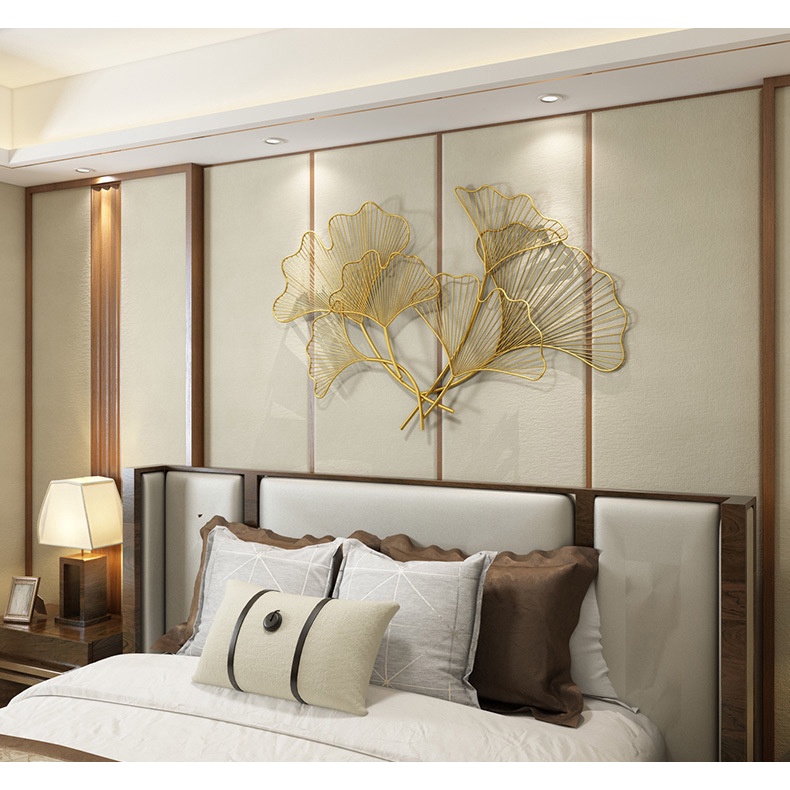 Decor Trang Trí Tranh Sắt Treo Tường Nghệ Thuật, Tranh Decor Trang Trí Lá Gingko Thưa Ngang  Mã 2043