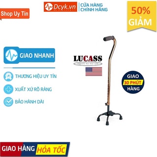 ✅ [CAO CẤP - LUCASS] Gậy 4 Chân Tay Cong Lucass - Điều Chỉnh Chiều Cao, Hỗ Trợ Người Già - DCYK0500