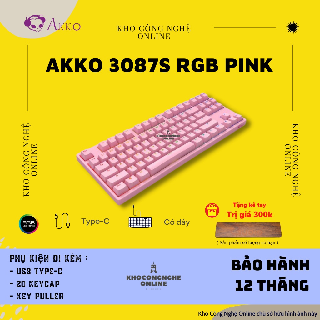 Bàn phím cơ AKKO 3087S RGB – Pink