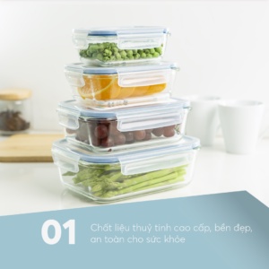 Hộp Thủy Tinh NIKKO hình chữ nhật, Hộp thủy tinh đựng thức ăn đủ size