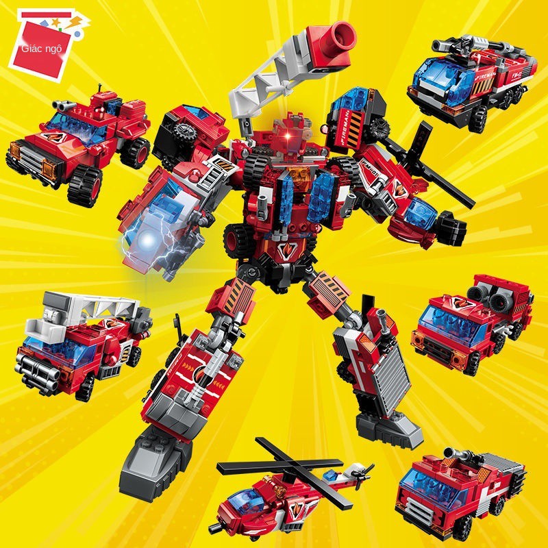 ▲Sự biến đổi giác ngộ Gundam Mecha Car Dinosaur Puzzle Cậu bé lắp ráp khối Đồ chơi 6 trong 1 Quà tặng lễ hội mùa