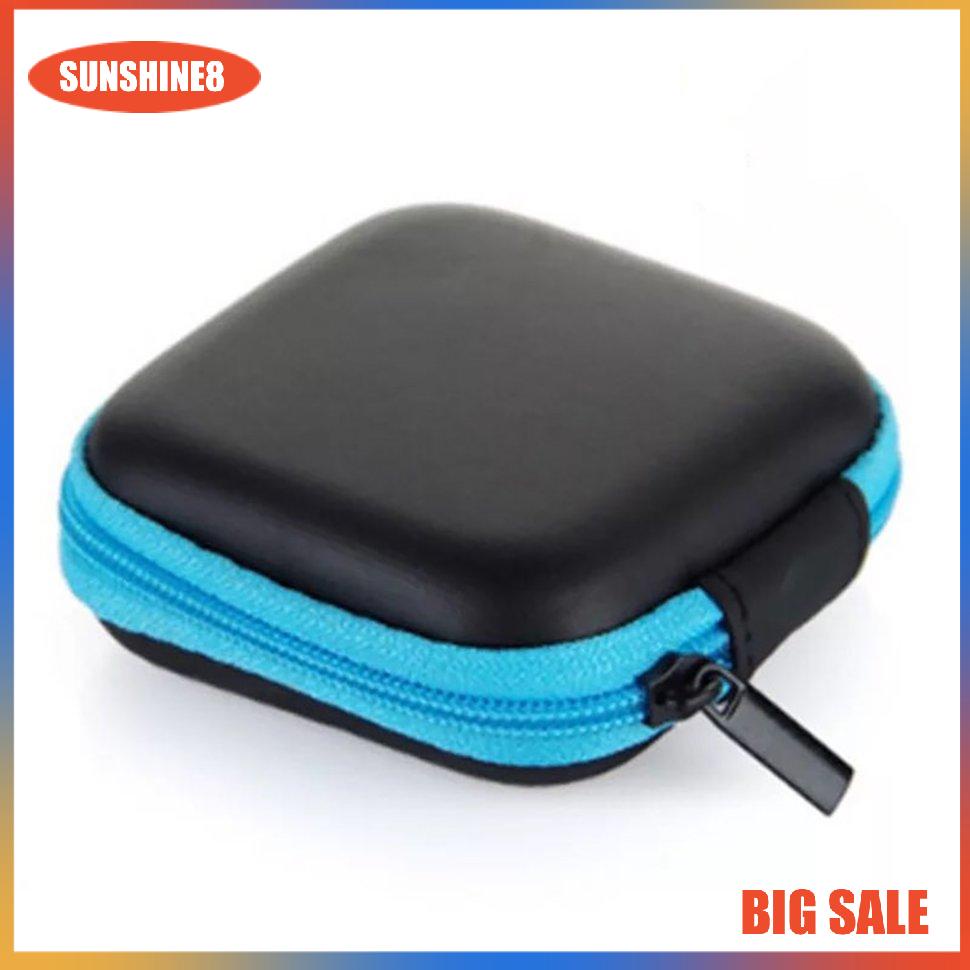 【SUN】Earphone Case Portable Data Cable Square Mini Pouch Headset Storage Cases