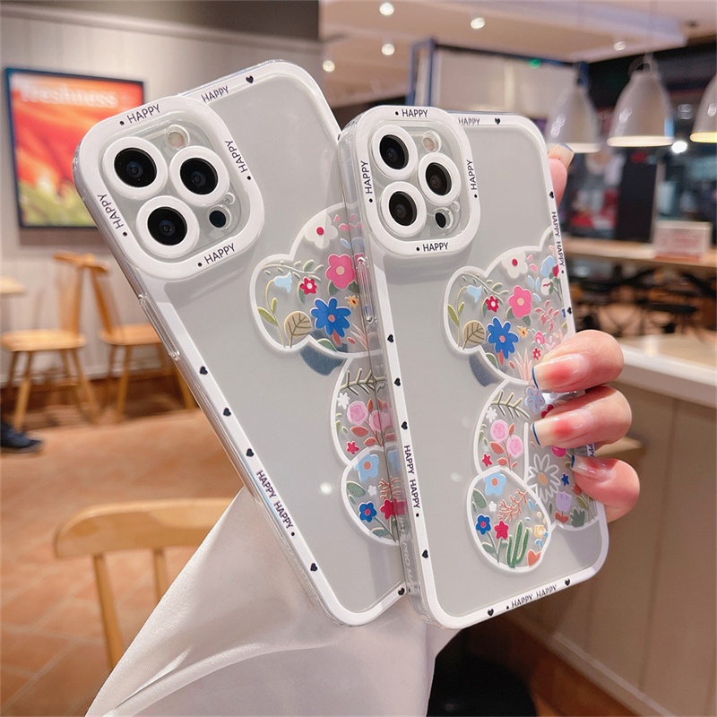 Ốp Điện Thoại TPU Mềm Trong Suốt In Hình Gấu Bảo Vệ Camera Cho iPhone 13 12 11 Pro Max XS Max XR X 8 7 Plus