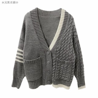 Áo Khoác Cardigan Dệt Kim Cổ Chữ V Dáng Rộng Phong Cách Hàn Quốc Cho Nữ