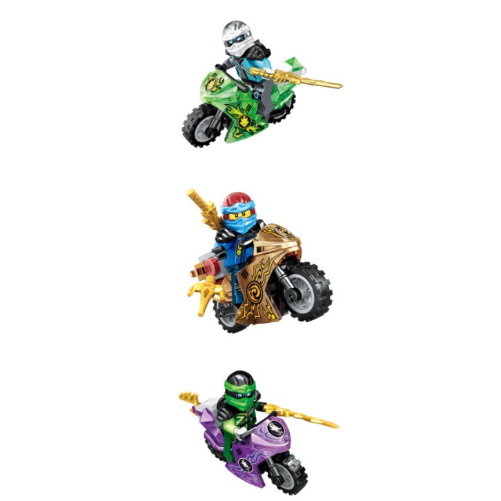 Set 8 nhân vật Lego Ninjago  Guoku 61081 mô tô ninja mới