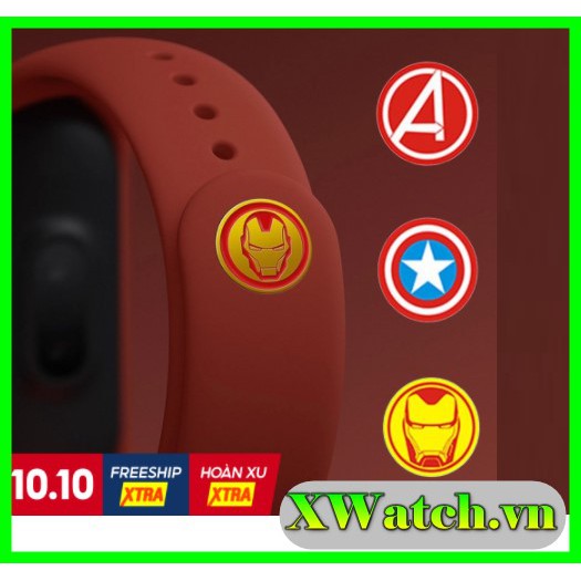 Nút gắn vòng đeo tay thông minh Xiaomi Miband 2 3 4 5 hình siêu anh hùng Avengers