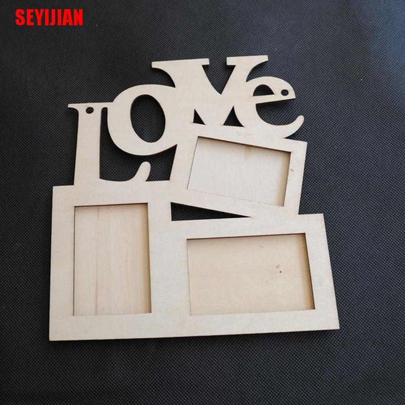 Khung ảnh bằng gỗ phối chữ Love trang trí nhà cửa DIY tiện lợi