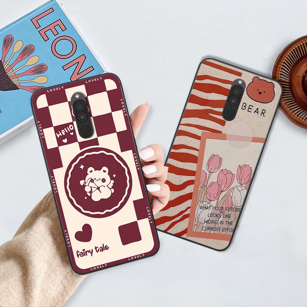 Ốp Xiaomi Redmi 8 gấu Bear rick caro vuông thời trang siêu đẹp