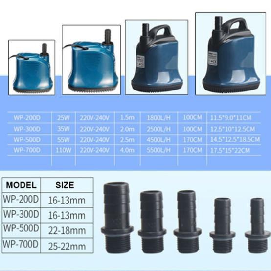 Máy Bơm Hút Cặn Bể Cá Bơm Chìm Hút Đáy 360 Độ SOBO WP - 500D 55W, WP - 600D 80W, WP - 700D 110W Bể Koi Xi Măng, Non Bộ