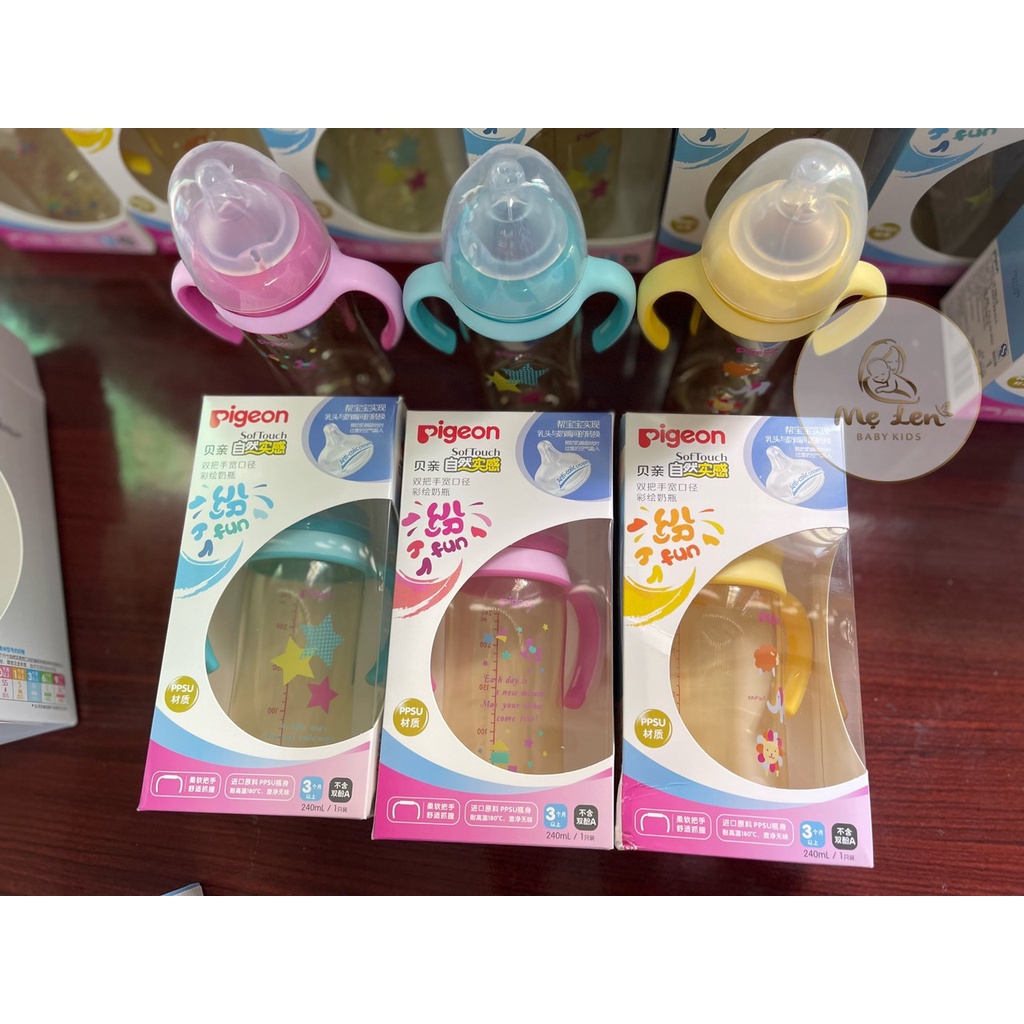 Bình Pigeon Nội địa - Nhựa PPSU 240ml ( Có quai cầm Bản Mới )