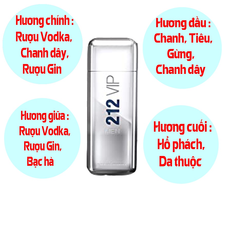 Nước Hoa Nam Carolina Herrera 212 VIP Bạc 100Ml Chai Full | Thế Giới Skin Care