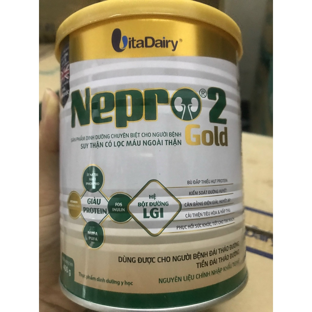 Sữa nepro 2 gold hộp 400g  - Sản phẩm dinh dưỡng cho người bệnh suy thận có lọc máu ngoài thận