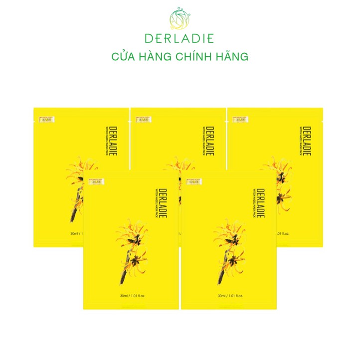 Combo 5 mặt nạ Derladie Witch Hazel Mask Pack giảm mụn, dưỡng sáng da 30ml x5