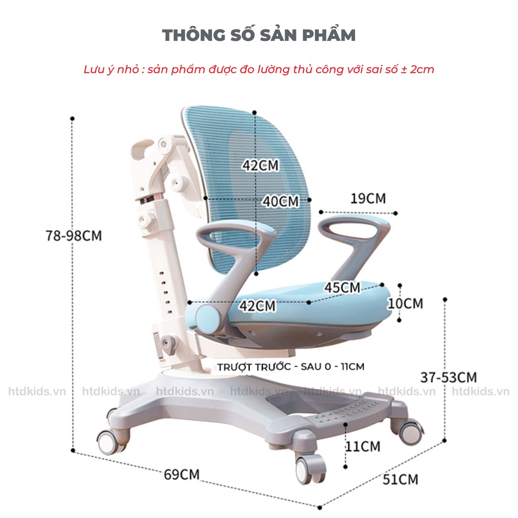 Ghế ngồi học chống gù thông minh phiên bản nâng cấp mới HTDkids