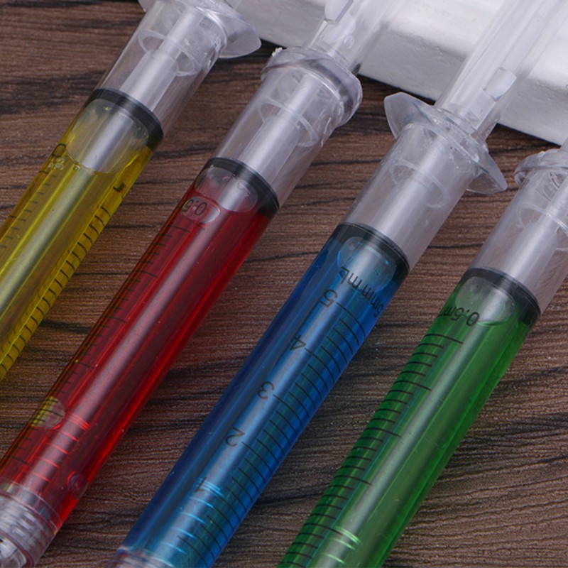 Set 4 Bút Bi Mực Đen Hình Ống Tiêm Độc Đáo