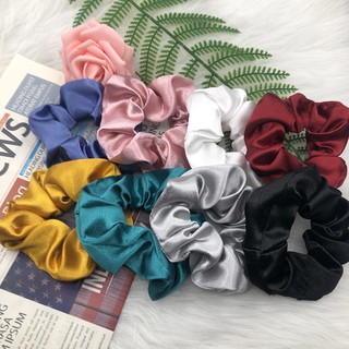 [Ảnh Thật ] Buộc tóc Vải scrunchies Phong Cách Hàn Quốc Trơn Đẹp Y Hình