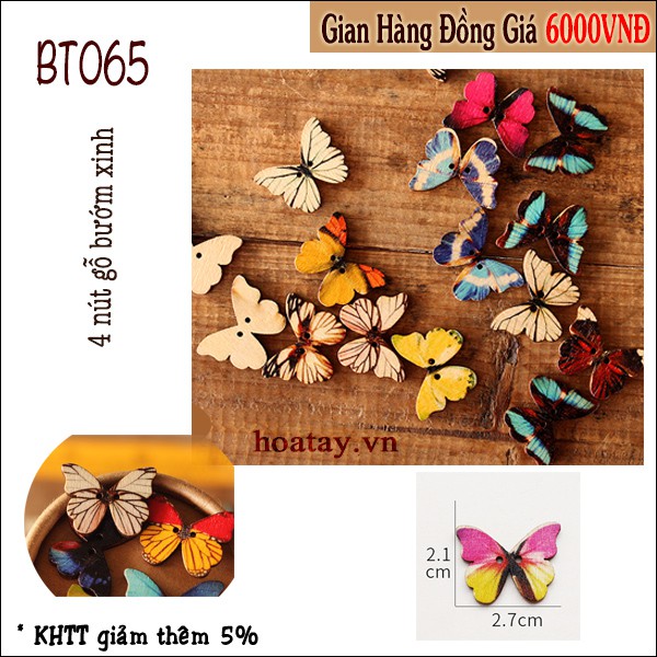 NÚT GỖ BƯỚM XINH BT065