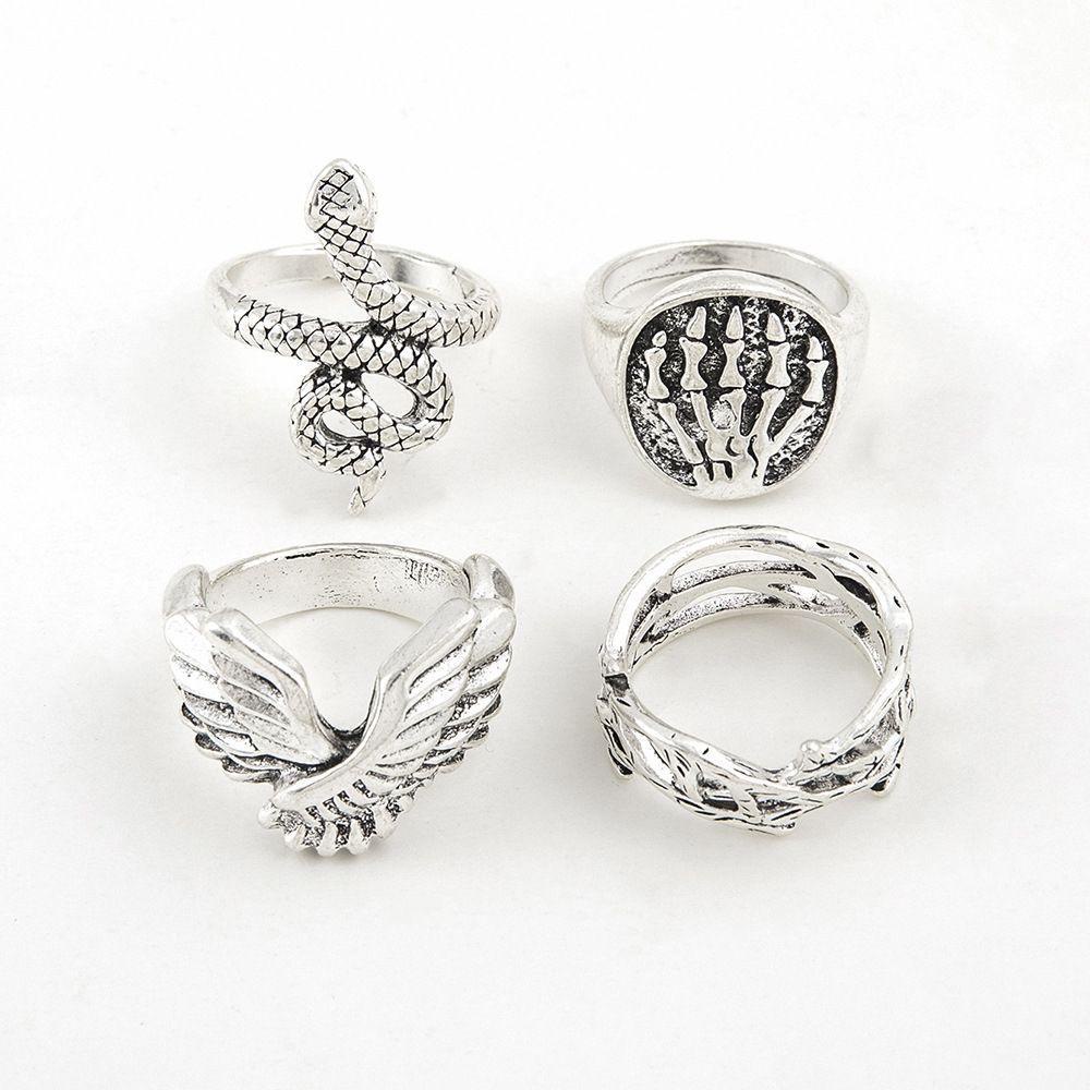 Set 4 Nhẫn Hình Vuông Phong Cách Hàn Quốc Thời Trang Cho Nam Và Nữ