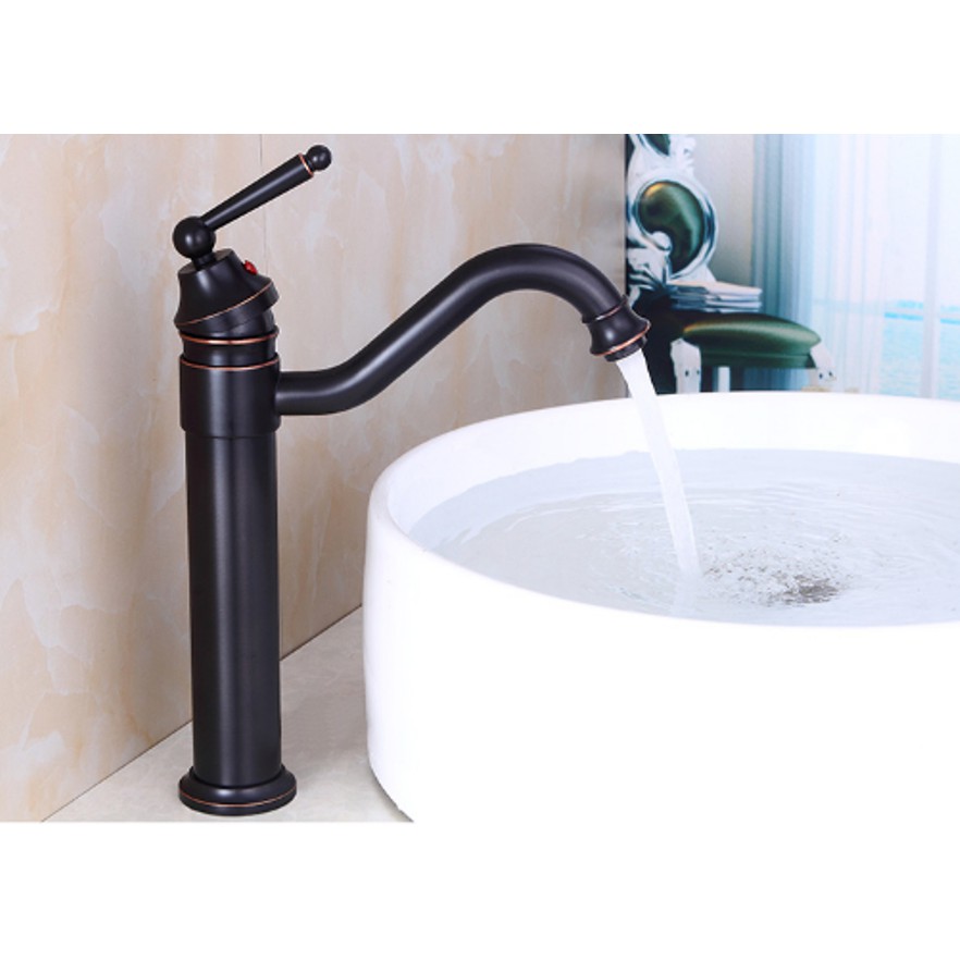 Vòi lavabo nóng lạnh cao giả làm từ đồng nguyên chất MS7