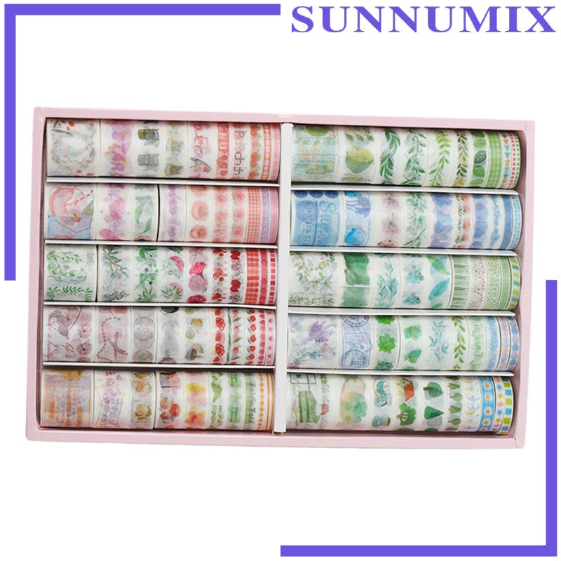 Set 100 Cuộn Băng Dính Washi Dùng Trang Trí Sổ Tay DIY