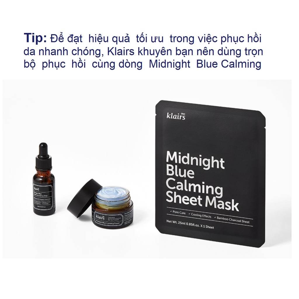 Kem Dưỡng Klairs Midnight, Kem Dưỡng Ẩm Klairs Blue Calming Cream 30g MOON21 phục hồi tổn thương, kem dưỡng ẩm, dưỡng da