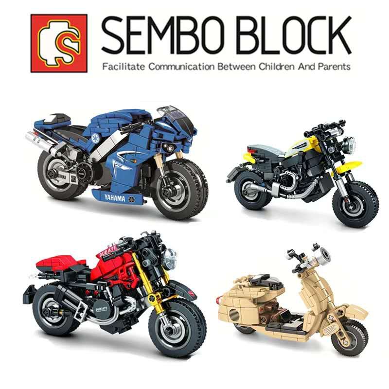 Đồ chơi lắp ráp Technic Sembo moc Motorcycle Xe Mô Tô Yamaha Vespace Scramber