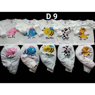 Combo set 5 bộ đồ dài d9 bé sơ sinh đến 14 kg mã d9