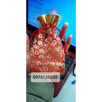 set 100 túi muối lộc đỏ và 100 túi bóng zip