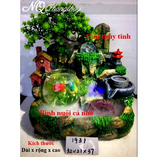 Thác nước phong thủy mini + lọ nuôi  Cá nhỏ -14