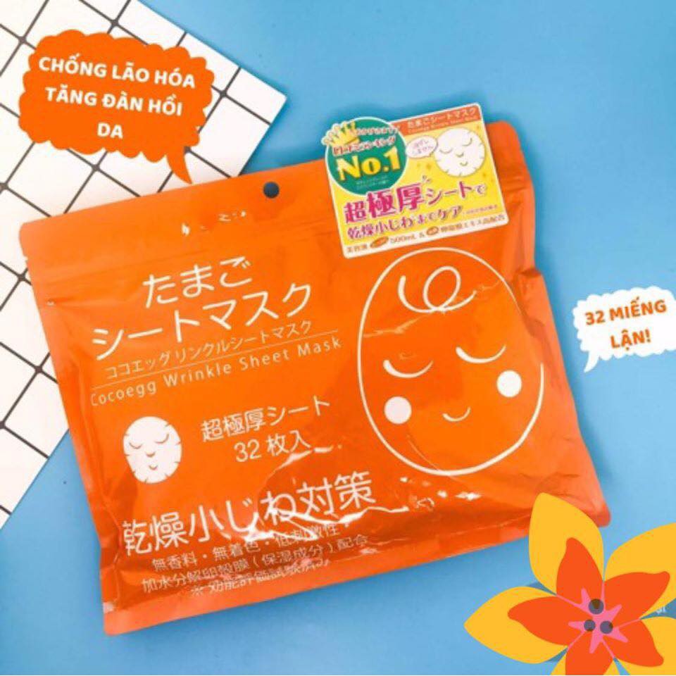 [Túi 500ml 32 Miếng] Mặt Nạ Miếng Dưỡng Ẩm, Chống Lão Hóa Từ Màng Vỏ Trứng Cocoegg Wrinkle Sheet Mask 500ml