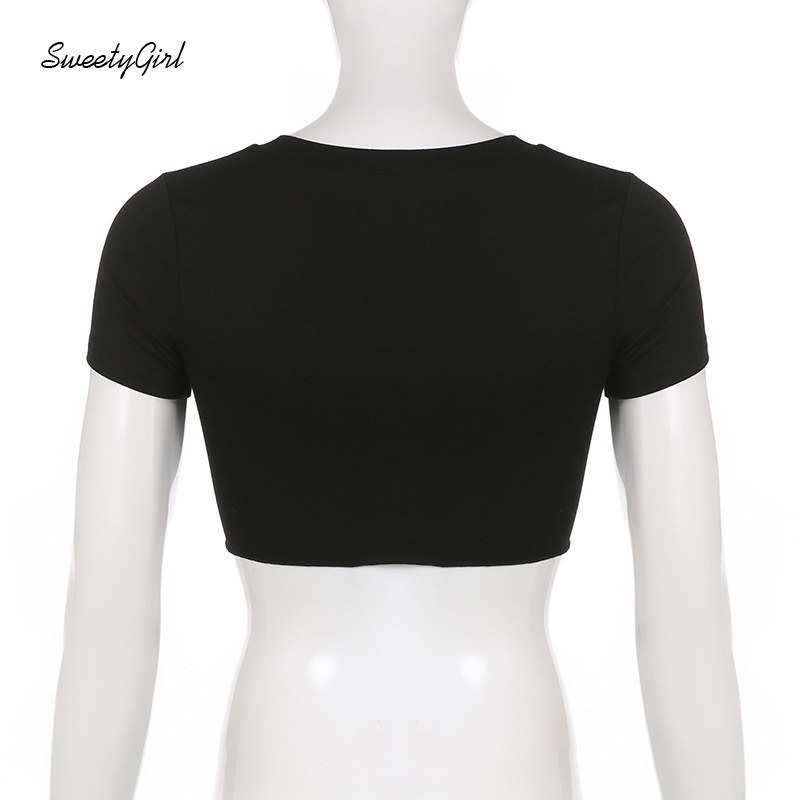 Áo Croptop Tay Ngắn Cổ Chữ v Dáng Ôm In Họa Tiết Bướm Thời Trang Đường Phố Cá Tính Cho Nữ