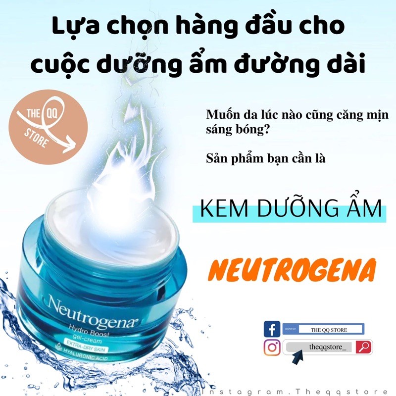 Kem Dưỡng Ẩm Neutrogena Hydro Boost Water Gel, Emulsion, Gel Cream, Emulsion cho da dầu và da khô