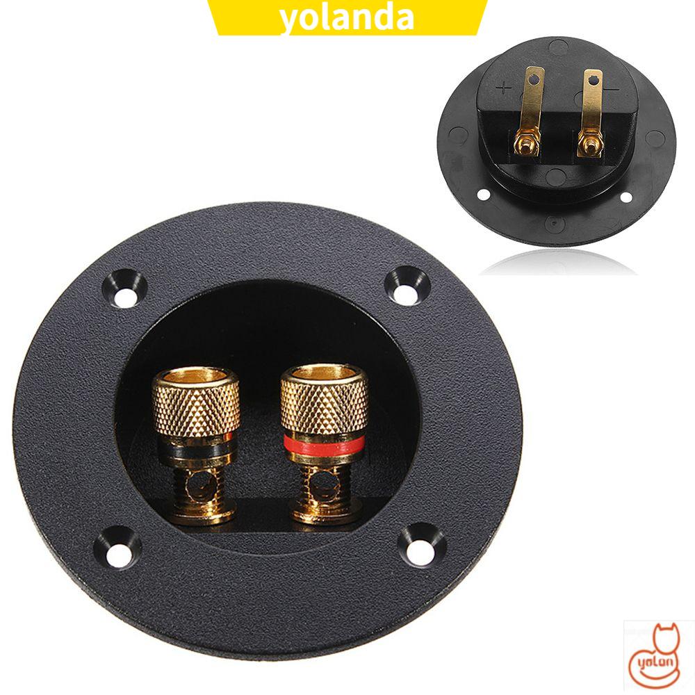 ☆YOLA☆ Black Speaker Terminal Connectors High Quality Stereo Plug Round Boxes with 2 Banana Jack Connection Brand New Gilded Spring Cup Subwoofer