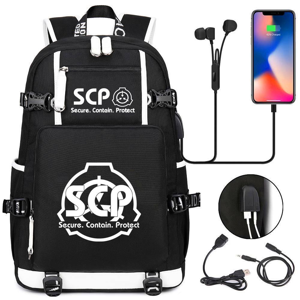 2022 SCP Foundation Luminous Large Capacity USB Charging Backpack Travel Bag Unisex