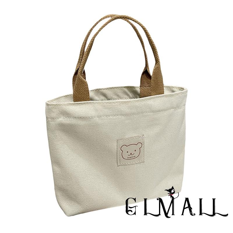 Túi Vải Canvas Cỡ Lớn In Họa Tiết Hoạt Hình Chú Gấu Dễ Thương Có Khóa Kéo Tiện Dụng Đựng Cơm