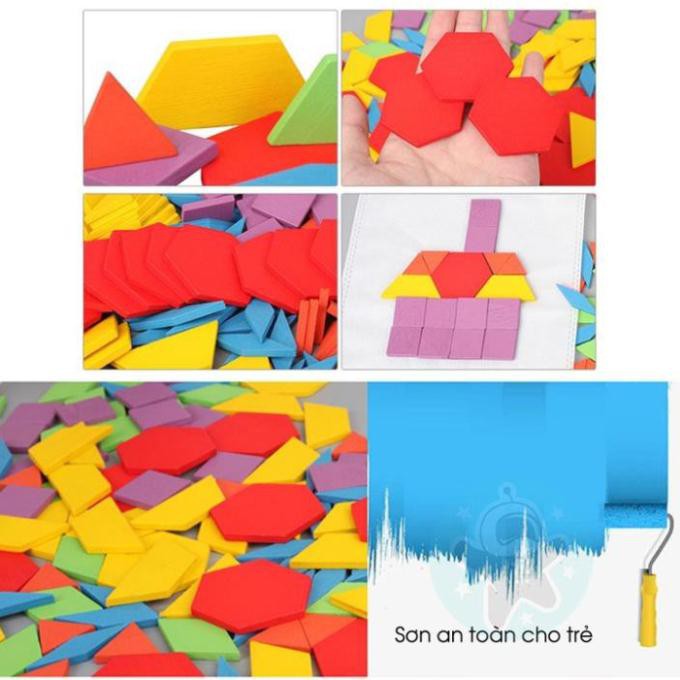 Đồ chơi gỗ cho bé Bộ xếp hình trí tuệ Tangram bằng gỗ 155 chi tiết Space kids cho trẻ tư duy, phát triển tính sáng tạo