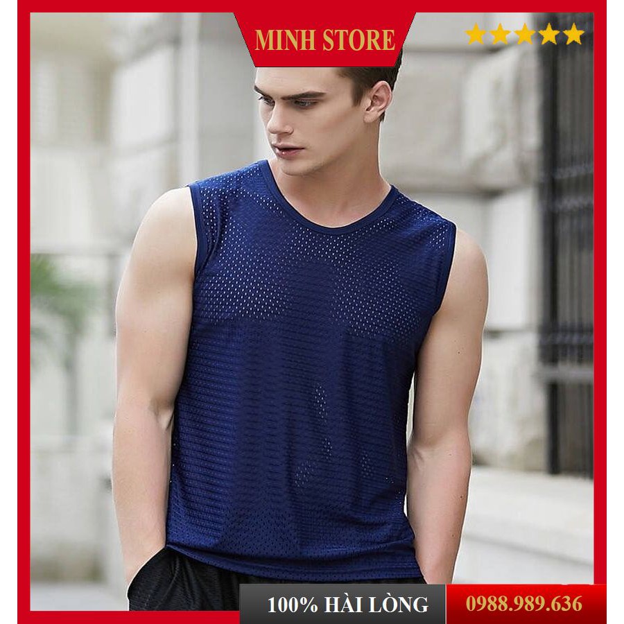 Áo Ba Lỗ Nam Dáng Thể Thao - Áo Ba Lỗ Lưới Nam Thông Hơi Co Giãn 4 Chiều Thấm Hút Mồ Hôi Tốt - MINHSTORE