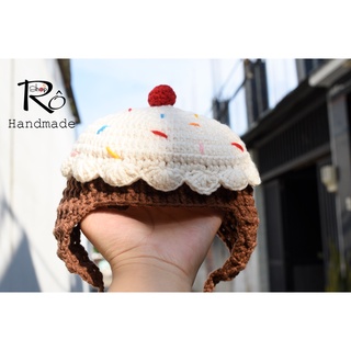 Mũ bánh cupcake cho mèo, cún, mũ len Handmade cho thú cưng dễ thương