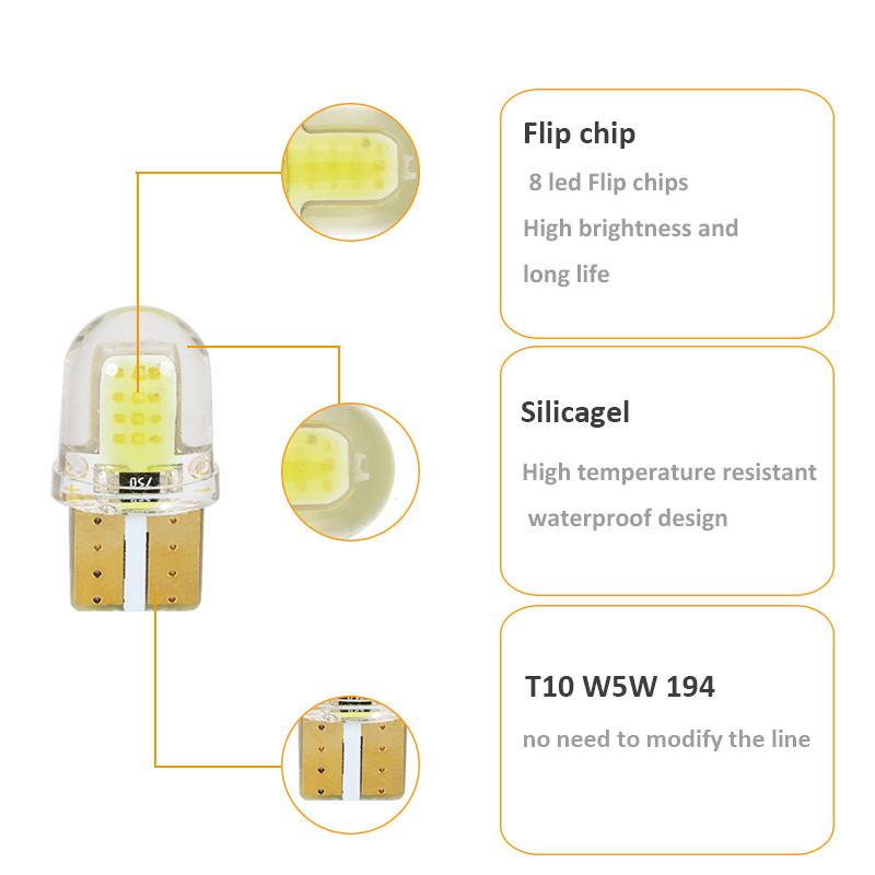 Set 10 Đèn Led T10 3w Cob Led Gắn Biển Số Xe Ô Tô