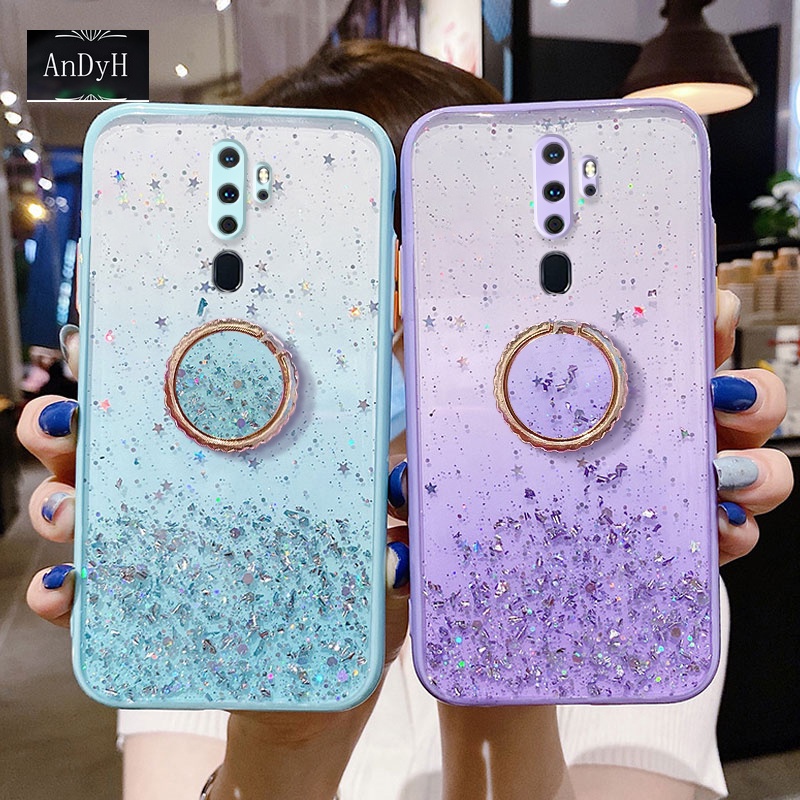 Ốp điện thoại họa tiết ngôi sao lấp lánh gắn nhẫn đỡ cho OPPO A9 2020 A5 2020