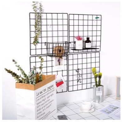 [CÓ MÃ FREESHIP] Khung lưới sắt decor trang trí tấm 35x35cm treo tường (Tặng kèm móc dính tường)