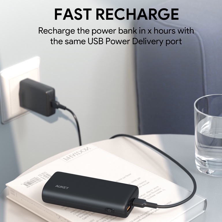 Pin Sạc Dự Phòng 10000mAh AUKEY PB-Y36 Sạc dự phòng PD20W QC3.0 Output Type-C / USB A & Input Type-C hỗ trợ sạc nhanh chống cháy nổ