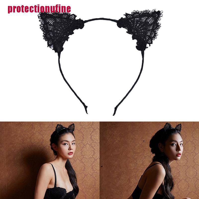 Băng Đô Tai Mèo Phối Ren Dễ Thương Dành Cho Nữ