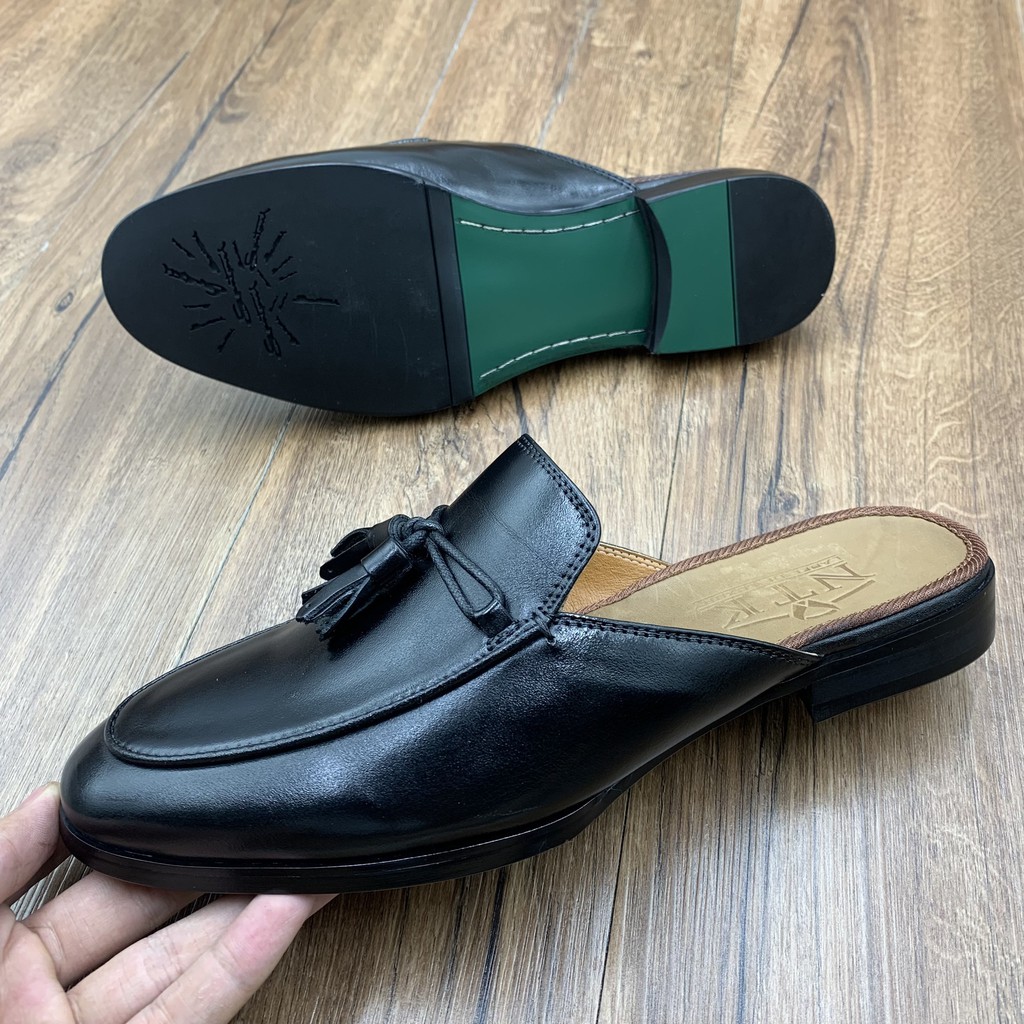 Giầy sục nam da bò đính băng nơ đế cao su loại tốt