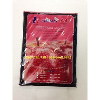 {SALE} 50 tờ/tập Giấy in ảnh Kim Mai 2 mặt bóng, định lượng 200gsm - Giấy Couche 2 mặt bóng 200