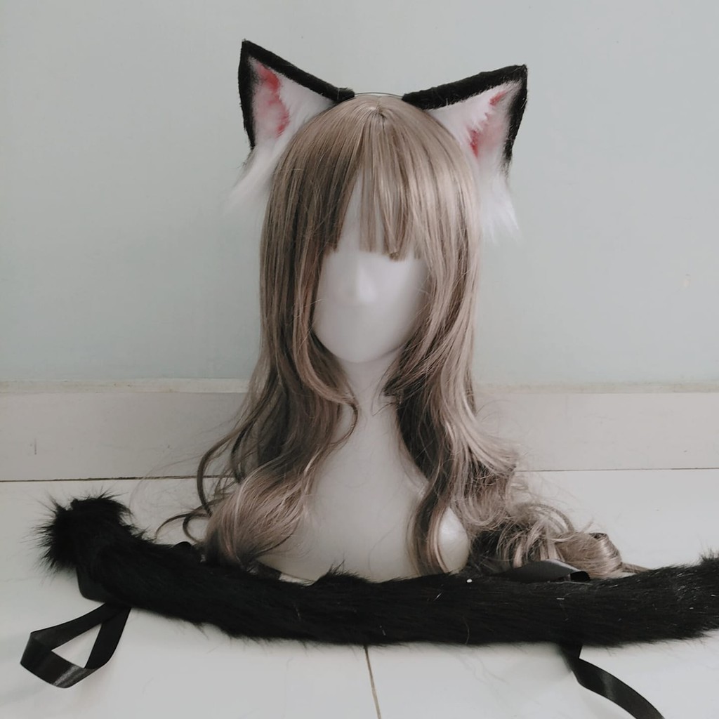 Cài tai mèo cosplay loại đẹp định hình dáng và đuôi mèo cosplay