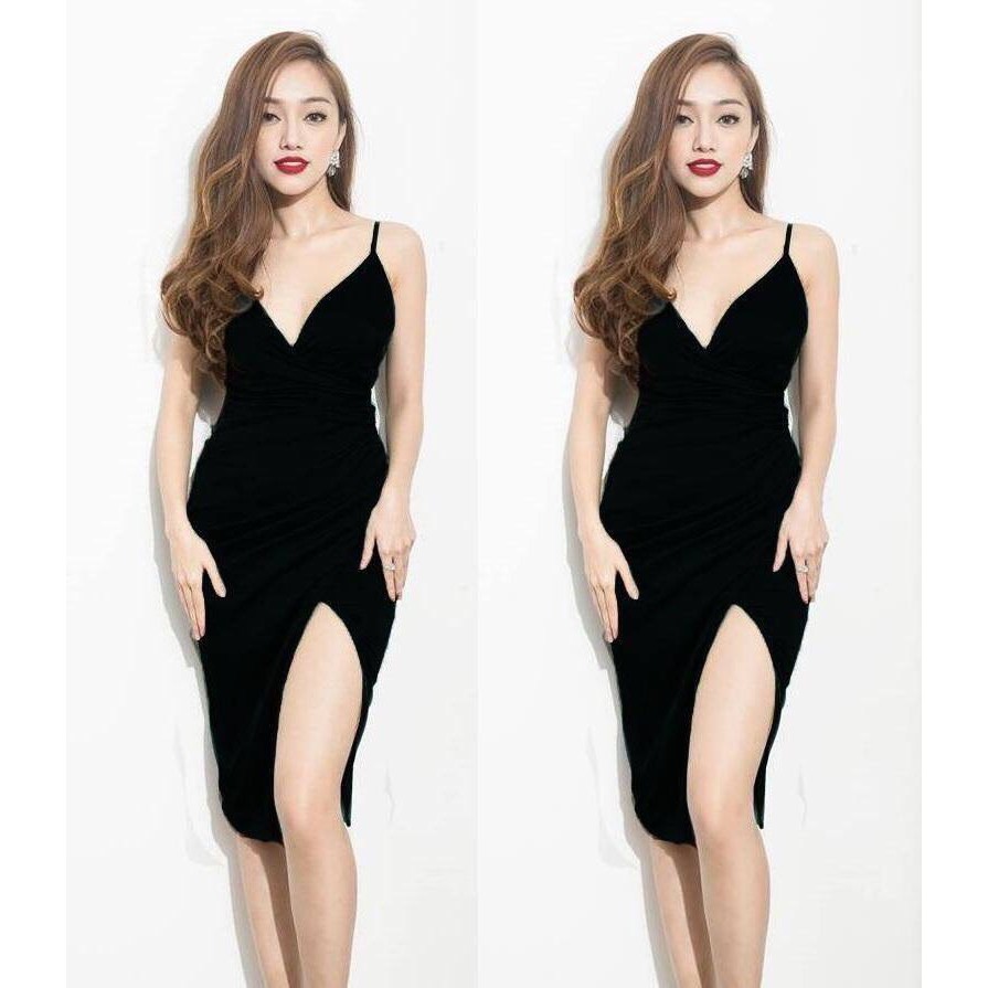 Đầm dự tiệc ôm body kiểu hai dây chéo ngực thiết kế dự tiệc sang trọng (HÀNG CAO CẤP)